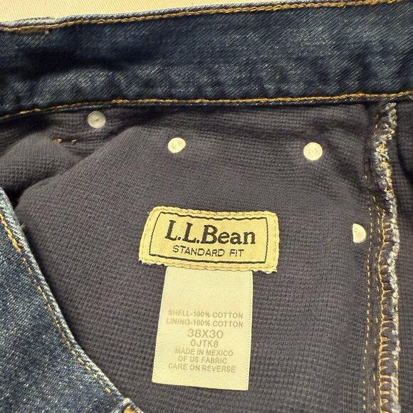 Men's L.L. Bean Fully Lined Work Wear Denim Jeans - 38 x 30 - Actual 36 - 29 - Picture 6 of 6